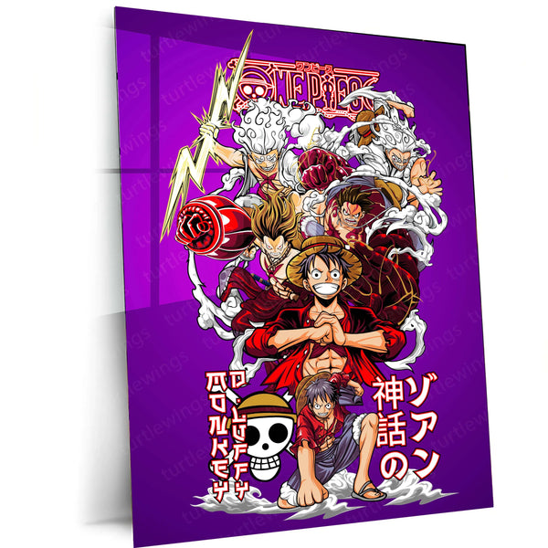 Anime Metal Poster | Luffy Gear All Metal Poster | One Piece Wall Art | Nika Transformation Anime Decor