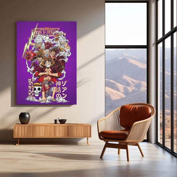 Anime Metal Poster | Luffy Gear All Metal Poster | One Piece Wall Art | Nika Transformation Anime Decor