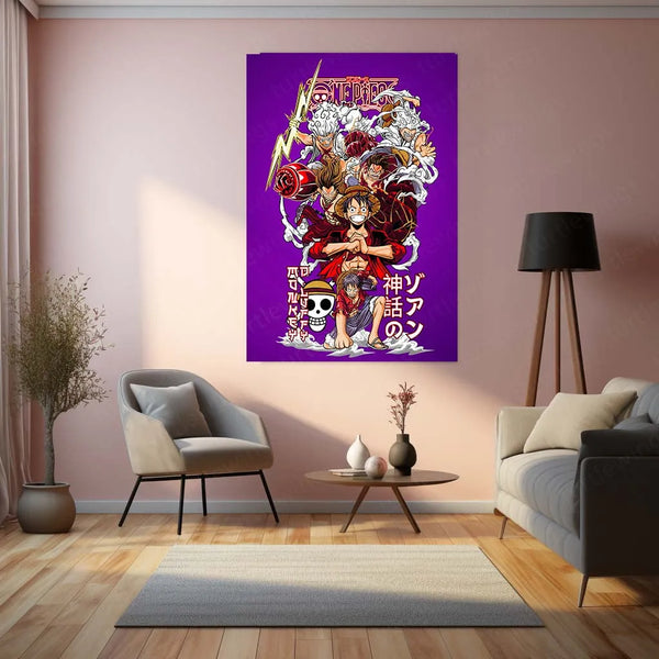 Anime Metal Poster | Luffy Gear All Metal Poster | One Piece Wall Art | Nika Transformation Anime Decor