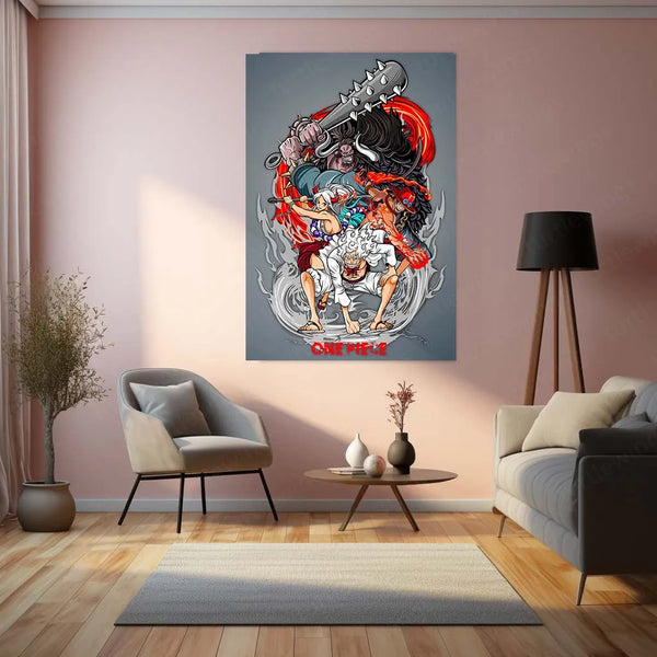 Anime Metal Poster | Luffy Gear Metal Poster | One Piece Wall Art | Nika Transformation Anime Decor (Copy)