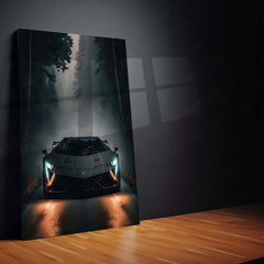 Cars Metal Poster | Lamborghini Aventador – Phantom in the Forest Metal Poster | Supercar Wall Frame