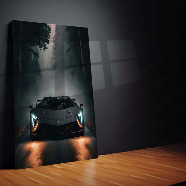 Cars Metal Poster | Lamborghini Aventador – Phantom in the Forest Metal Poster | Supercar Wall Frame
