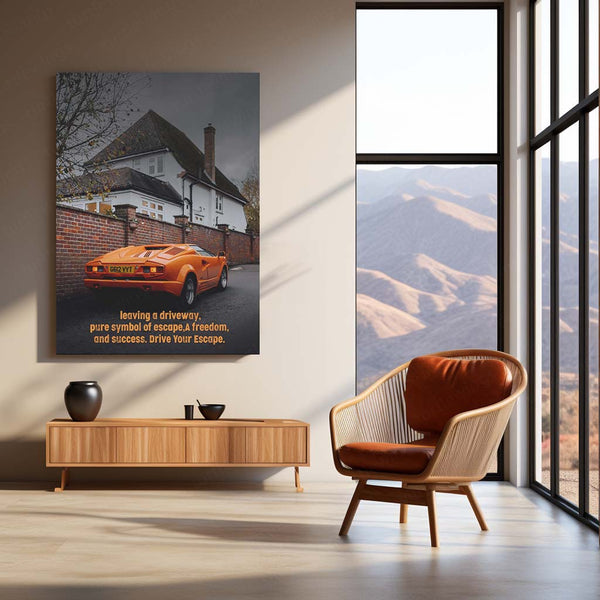 Cars Metal Poster | Lamborghini Countach – Escape, Freedom & Success Metal Poster | Supercar Wall Frame