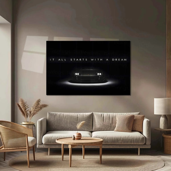 Car Metal Poster | Lamborghini Diablo – It All Starts With a Dream | Legacy, Ambition & Supercar Icon Metal Frame - TURTLEWINGS 