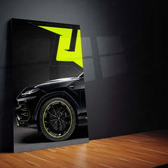 Car Metal Poster Set of 3 | Lamborghini Urus | Black Luxury SUV Supercar Triptych Wall Art | Premium Automotive Metal Print