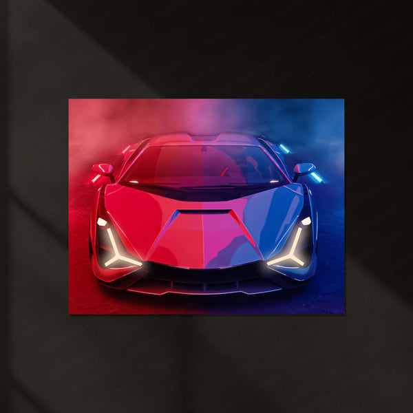 Lamborghini Sián Neon Poster – Futuristic Supercar Neon LED Metal Frame | Luxury Car Wall Art