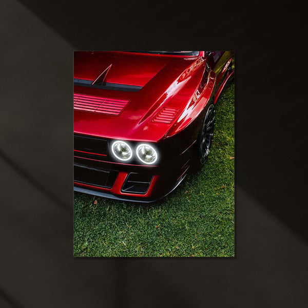 Lancia Delta Futurista – Red Custom Build Neon LED Metal Poster | Rally Legend Wall Frame