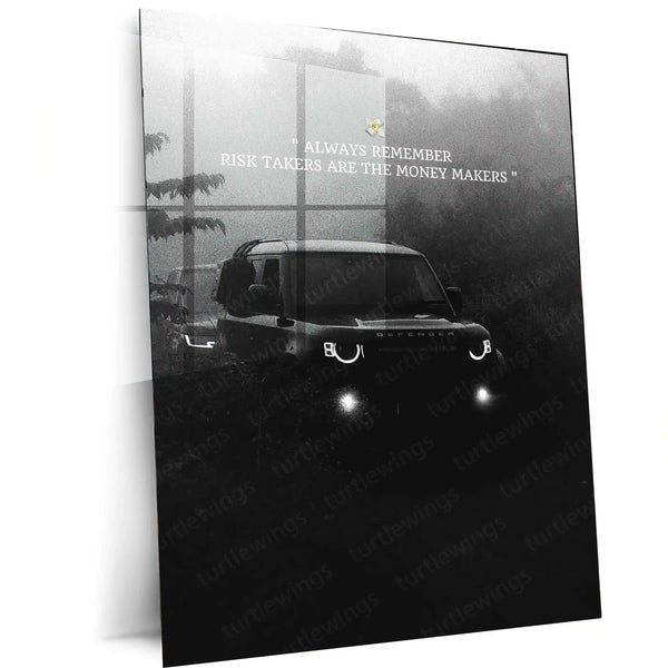 Land Rover Defender with Quote Metal Poster | Off-Road Adventure Wall ...