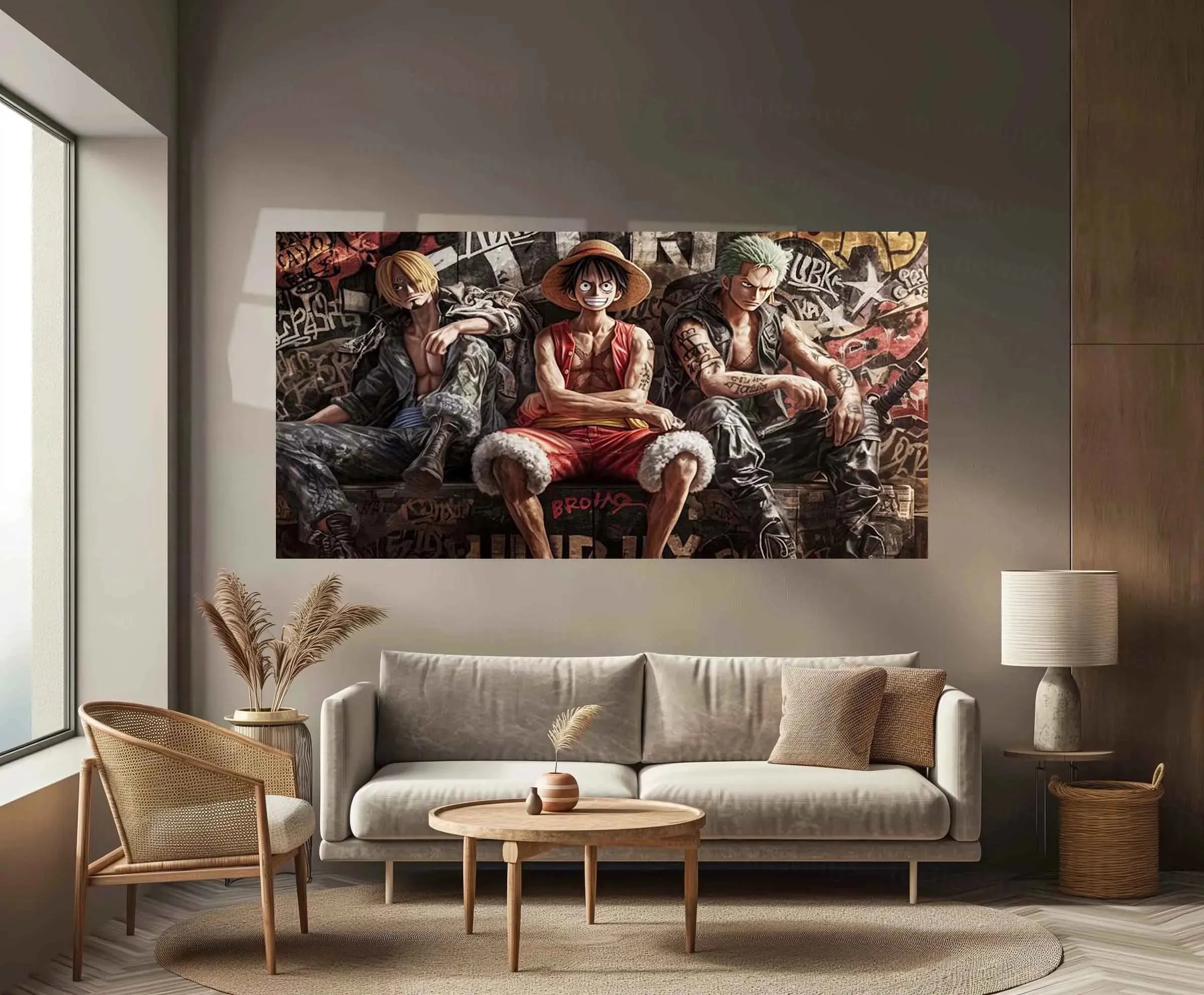 Luffy, Zoro & Sanji Metal Poster | One Piece Trio Wall Art | Straw