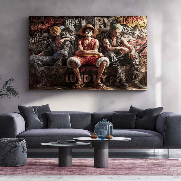 Luffy, Zoro & Sanji Metal Poster | One Piece Trio Wall Art | Straw Hat Pirates Decor - TURTLEWINGS 