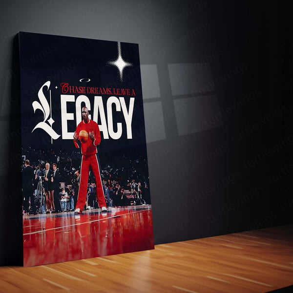 Quote Metal Poster | Michael Jordan – Legacy Over Dreams Metal Frame | GOAT Mentality Basketball Wall Art | Champion Legacy Quote Metal Poster