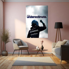 Quote Metal Poster | George Russell – Let Them Underestimate Metal Frame Quiet Confidence & Prove-It-Later Mindset Wall Art | Modern F1 Quote Metal Poster