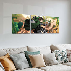 Anime Metal Poster Set of 3 | Attack on Titan | Levi Ackerman Survey Corps Battle Triptych Wall Art