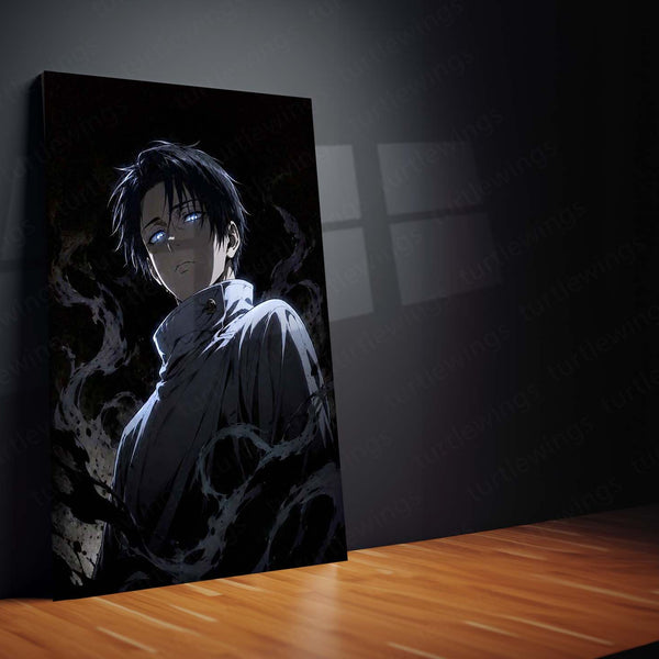 Levi Ackerman Shadow Gaze Metal Poster | Dark Anime Wall Art | Attack on Titan Inspired