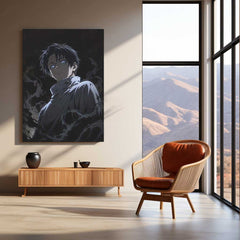 Levi Ackerman Shadow Gaze Metal Poster | Dark Anime Wall Art | Attack on Titan Inspired