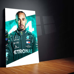 Formula 1 Metal Poster Set of 3 | Lewis Hamilton Text Design | Mercedes-AMG Petronas F1 Racing Triptych Wall Art | Premium Motorsport Metal Print