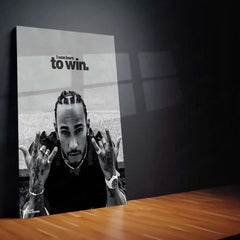 Quote Metal Poster | Lewis Hamilton – I Was Born to Win | Formula 1 Champion Quote Metal Frame | Motivation Wall Art