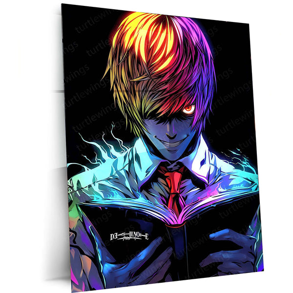 Anime Metal Poster | Light Yagami – Death Note Neon Rage Metal Poster | Anime Wall Frame