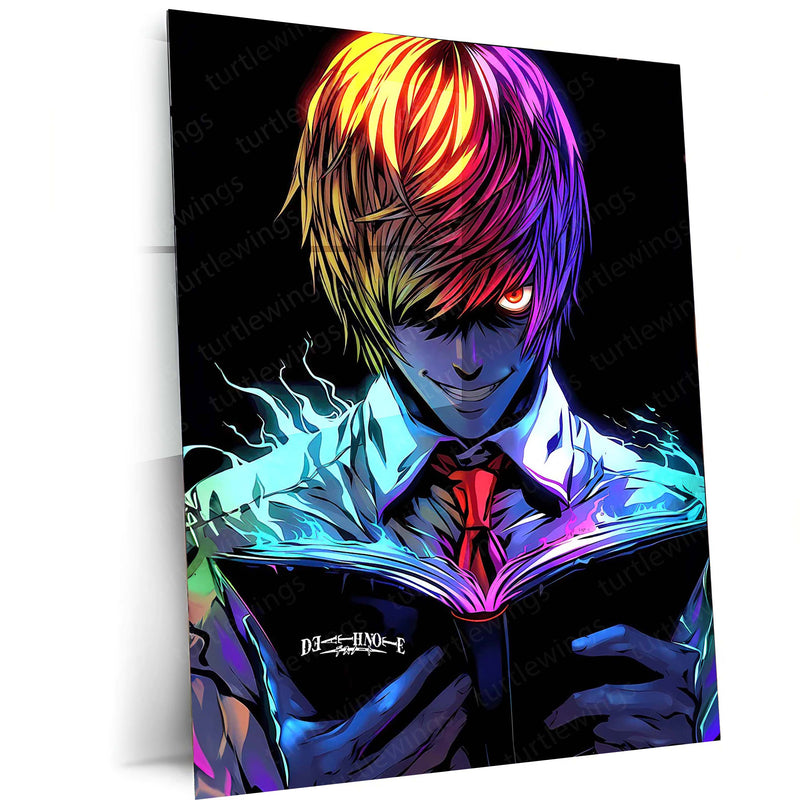 Anime Metal Poster | Light Yagami – Death Note Neon Rage Metal Poster | Anime Wall Frame