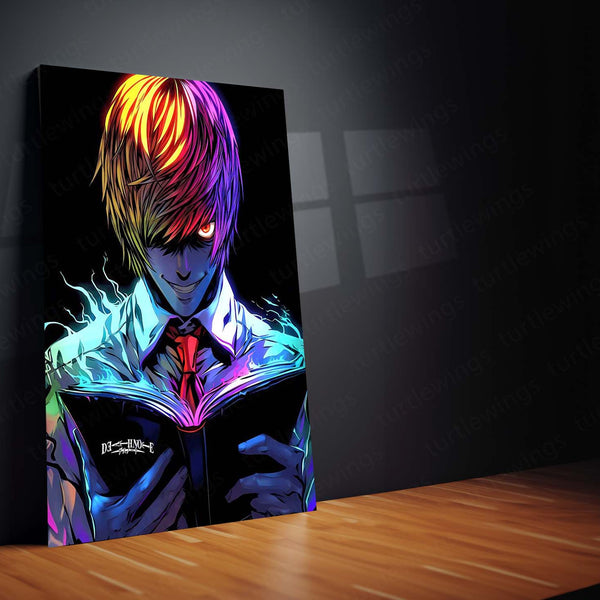 Anime Metal Poster | Light Yagami – Death Note Neon Rage Metal Poster | Anime Wall Frame