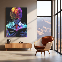 Anime Metal Poster | Light Yagami – Death Note Neon Rage Metal Poster | Anime Wall Frame