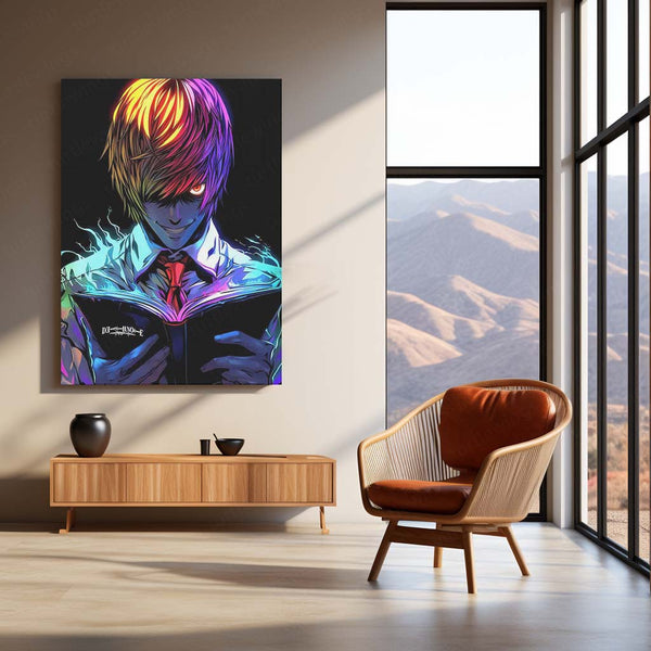 Anime Metal Poster | Light Yagami – Death Note Neon Rage Metal Poster | Anime Wall Frame