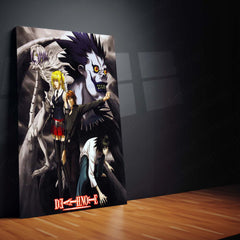 Anime metal poster | Death Note Ensemble – Light, L, Misa, Ryuk & Rem Metal Poster | Dark Anime Wall Frame