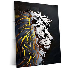 Majestic Lion Art Metal Frame | Regal Wildlife Wall Decor | Premium Metal Poster 01 - TURTLEWINGS 