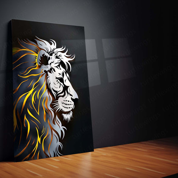 Majestic Lion Art Metal Frame | Regal Wildlife Wall Decor | Premium Metal Poster 01 - TURTLEWINGS 