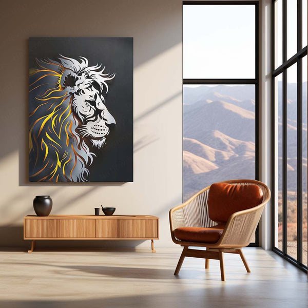 Majestic Lion Art Metal Frame | Regal Wildlife Wall Decor | Premium Metal Poster 01 - TURTLEWINGS 