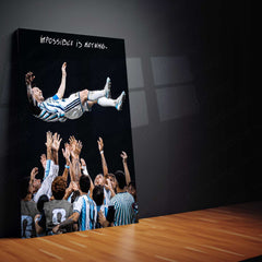 Lionel Messi Metal Poster | Impossible Is Nothing Football Wall Art | Legendary Argentina Metal Frame