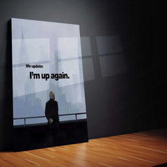 Quote Metal Poster | Logan Roy – “Life Update: I’m Up Again.” | Power Comeback Metal Poster - TURTLEWINGS 