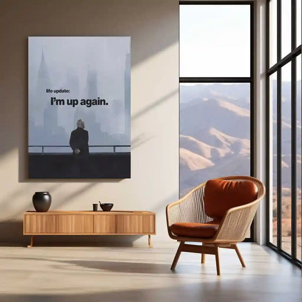Quote Metal Poster | Logan Roy – “Life Update: I’m Up Again.” | Power Comeback Metal Poster - TURTLEWINGS 