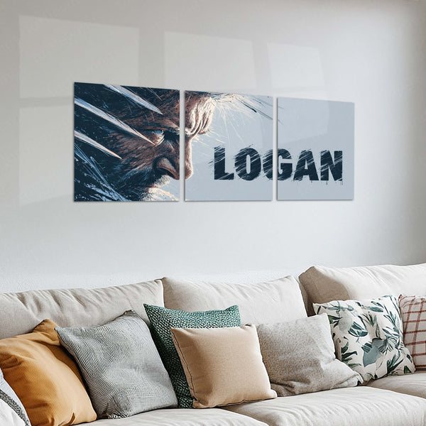 Superhero Metal Poster Set of 3 | Logan | Wolverine Claws Minimal Triptych Wall Art