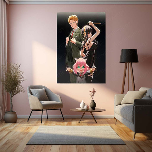 Anime Metal Poster | Loid, Yor & Anya Forger – Spy x Family Metal Poster | Anime Wall Frame