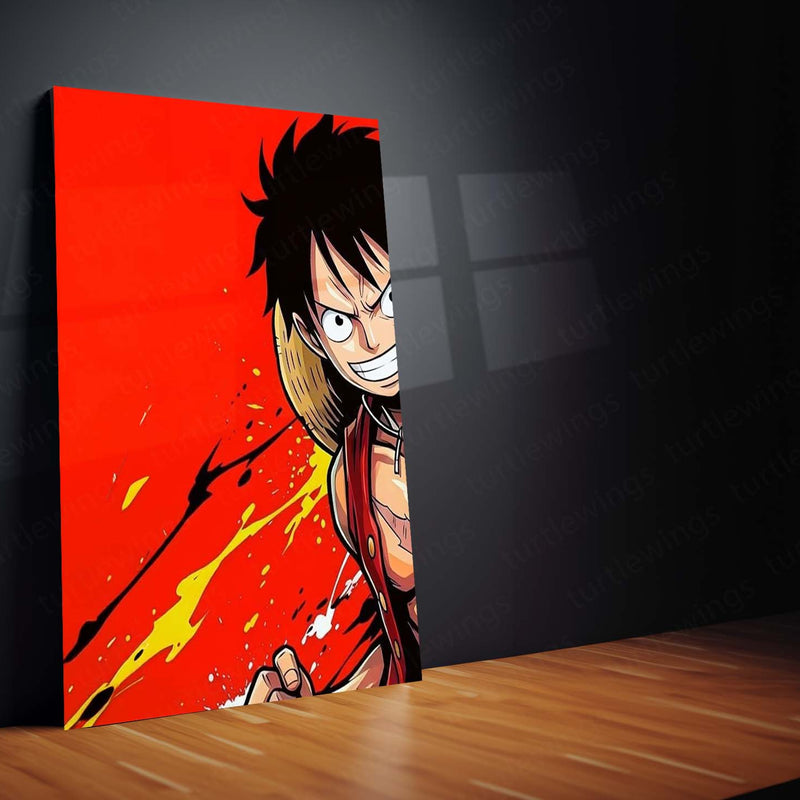 Anime Metal Poster Set of 3 | One Piece | Luffy Red Action Triptych Wall Art – product image 3