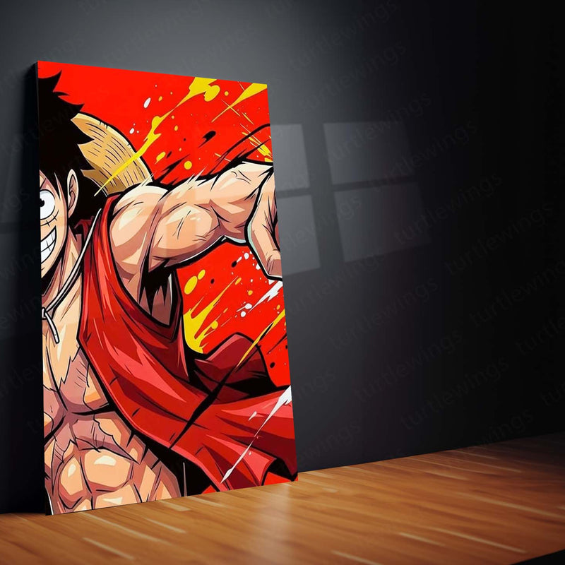 Anime Metal Poster Set of 3 | One Piece | Luffy Red Action Triptych Wall Art – product image 4