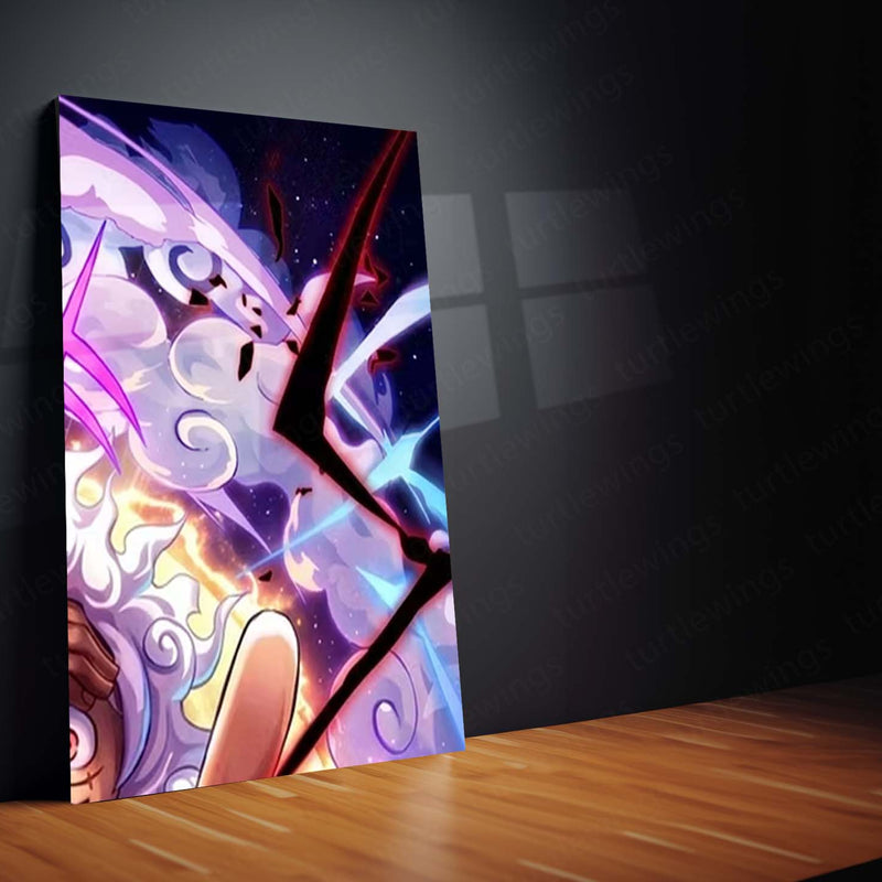 Anime Metal Poster Set of 9 | Luffy Gear 5 | One Piece Monkey D. Luffy Nika Wall Art | Gear Fifth Anime 9 Panel Metal Print