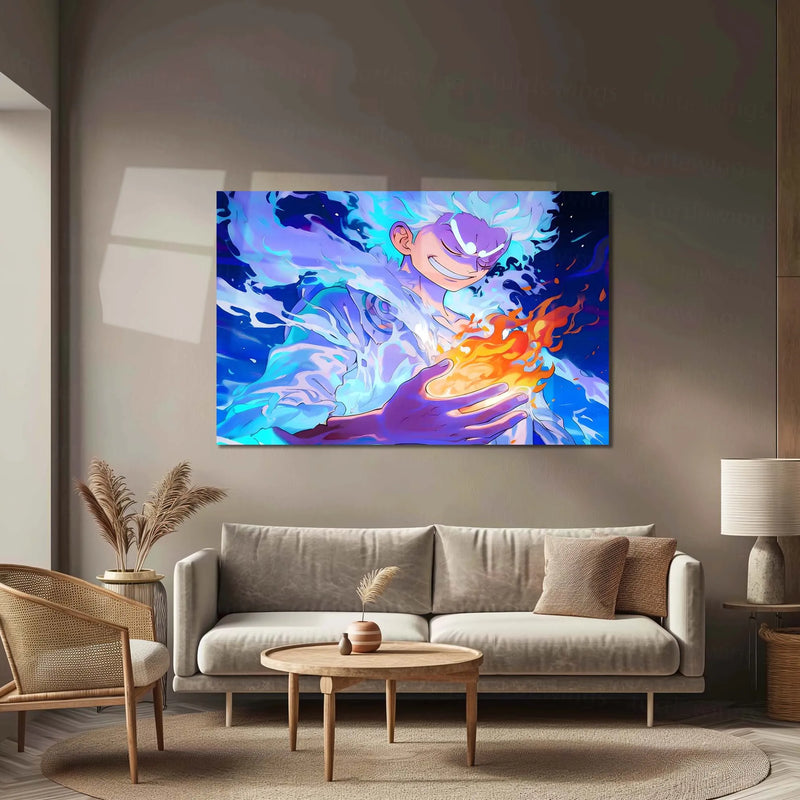 Anime Metal Poster | Luffy Gear 5 Metal Poster | One Piece Anime Wall Art | Premium Metal Poster