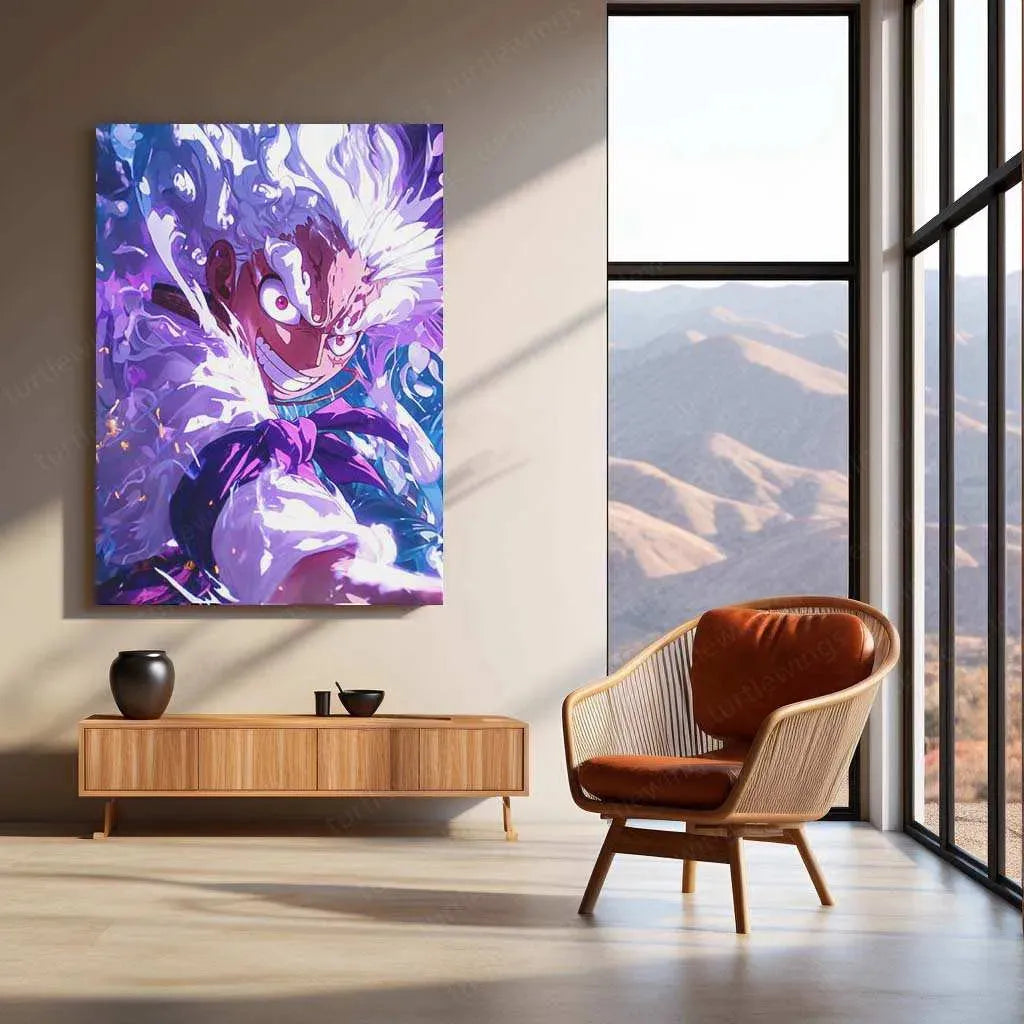 Luffy Gear 5 Metal Poster – One Piece Nika Awakening Wall Art
