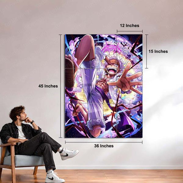 Anime Metal Poster Set of 9 | Luffy Gear 5 | One Piece Monkey D. Luffy Nika Wall Art | Gear Fifth Anime 9 Panel Metal Print