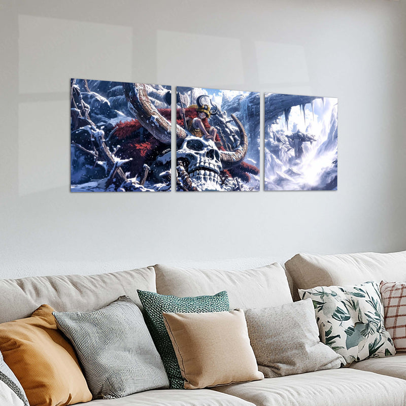 Anime Metal Poster Set of 3 | One Piece | Luffy Viking Adventure Ice Kingdom Triptych Wall Art – product image 2