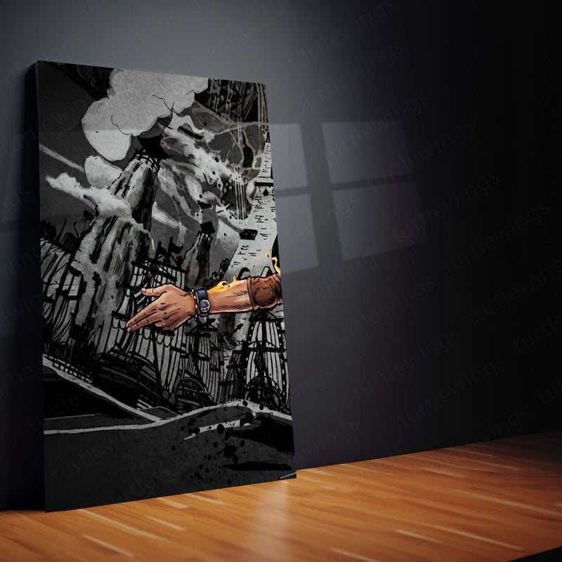 Anime Metal Poster Set of 3 | One Piece | Ace Fire Power Manga Triptych Wall Art – product image 3