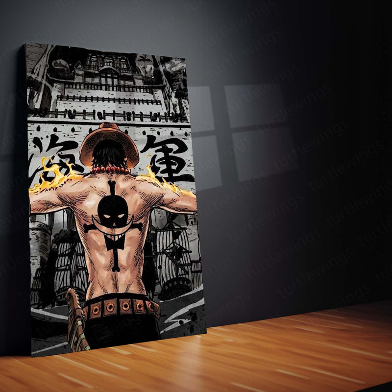 Anime Metal Poster Set of 3 | One Piece | Ace Fire Power Manga Triptych Wall Art – product image 4
