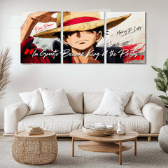 Anime Metal Poster Set of 3 | One Piece | Monkey D. Luffy King of the Pirates Triptych Wall Art