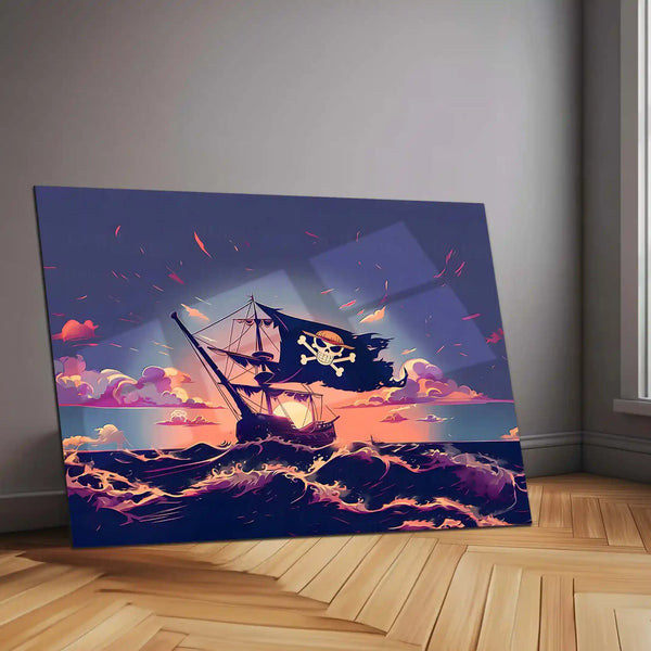 Anime Metal Poster | Luffy’s Ship Pirates Metal Poster | One Piece Ocean Adventure Wall Art | Premium Metal Poster