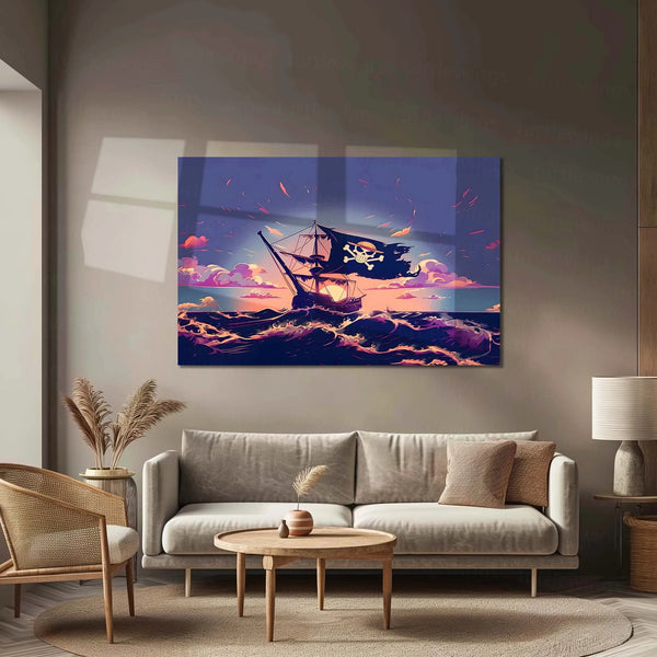 Anime Metal Poster | Luffy’s Ship Pirates Metal Poster | One Piece Ocean Adventure Wall Art | Premium Metal Poster