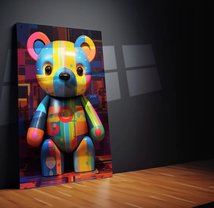 Cute Teddy Bear Metal Poster – Adorable & Cozy Wall Art
