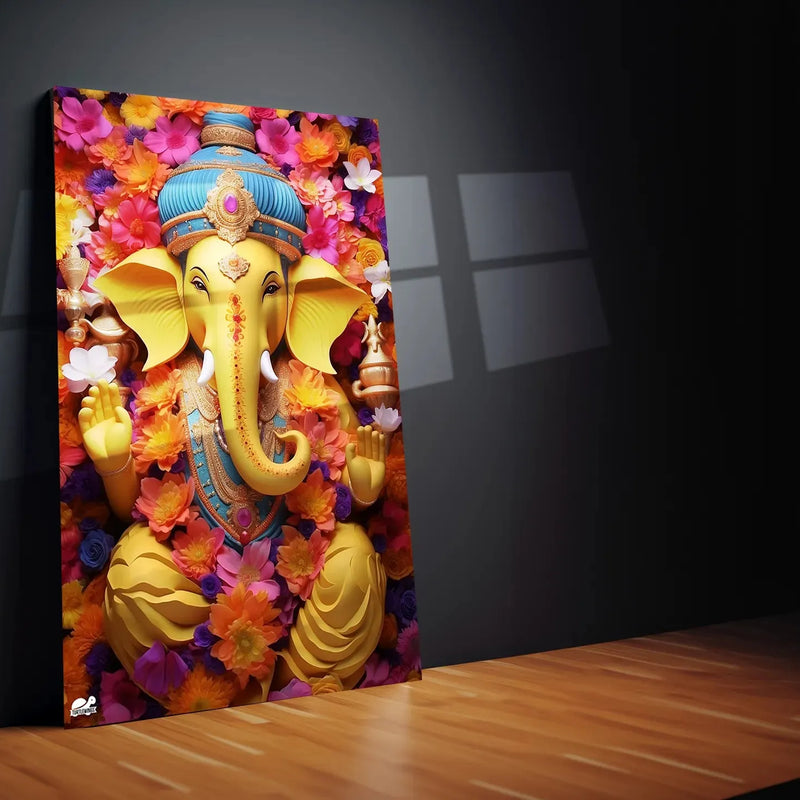 Ganpati Metal Poster | Lord Ganesha Spiritual Wall Art - TURTLEWINGS 