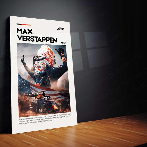 Max Verstappen Metal Frame | Red Bull Racing Wall Art - TURTLEWINGS 